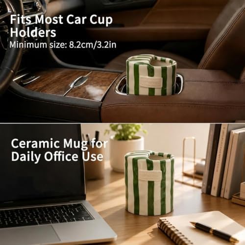 Ceramic Travel Coffee Mug with Straw Hole 12oz, Espresso Cups