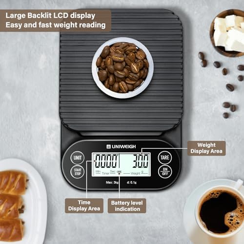 Digital Coffee Scale with Timer 3kg/0.1g Accuracy Espresso Scale