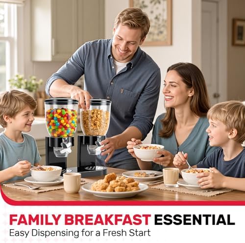 Dual-Control Cereal Dispenser Countertop, 2 Pack 2L for Pantry