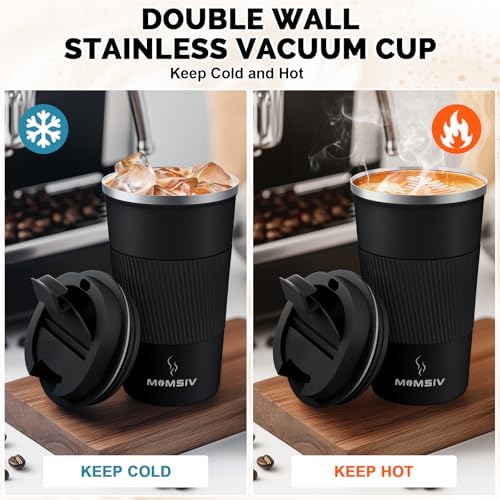 MOMSIV 17oz Travel Coffee Mug, Insulated Coffee Cup with Leakproof Lid