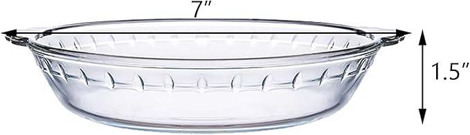 7" Glass Pie Pan for Baking with Handles Easy Grab 2PCS Round Pie Baking Dishes for Apple Pie Pumpkin Pie Salads Desserts Serving Plates