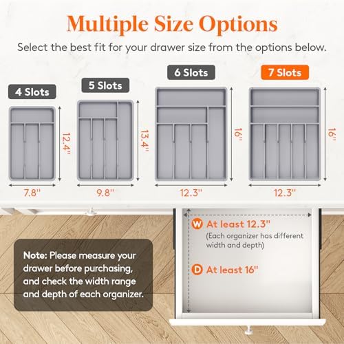 Lifewit Silverware Drawer Organizer Tray, Cutlery Storage for Kitchen