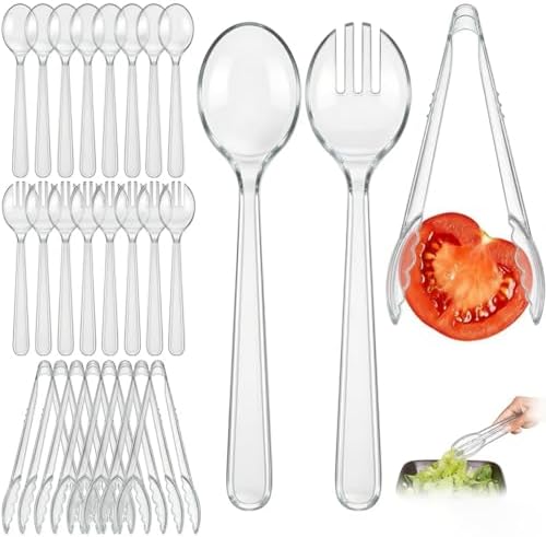 24 Pcs Clear Plastic Serving Utensils Set, Disposable & Reusable Supplies