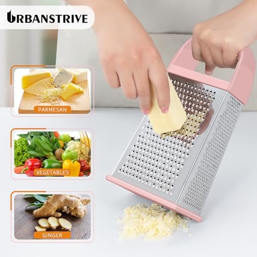 Cheese Grater With Container Box Grater Stainless Steel Kitchen Pink
