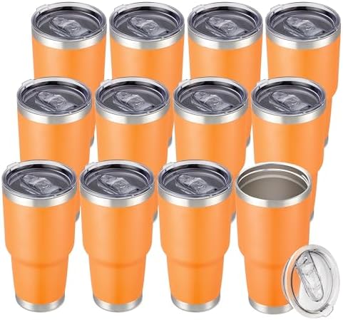 30 oz Tumbler with Lid Stainless Steel Tumblers Bulk, 12 Pack