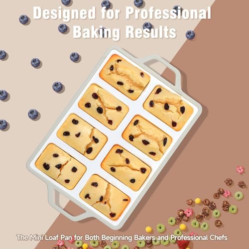 SJ 2 Pack Gray 8-Cavity Mini Silicone Loaf Pans, BPA-Free Reinforced