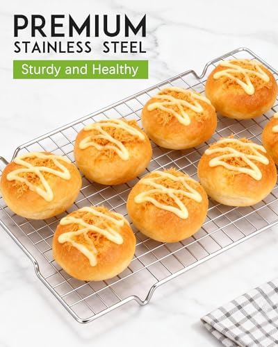 HULISEN 304 Stainless Steel Cooling Rack with Handles, 2-Pack, 16 x 10 Inch
