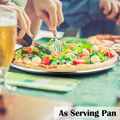 P&P CHEF Pizza Pan Set of 2, 10 Inch Stainless Steel Pizza Tray, Silver