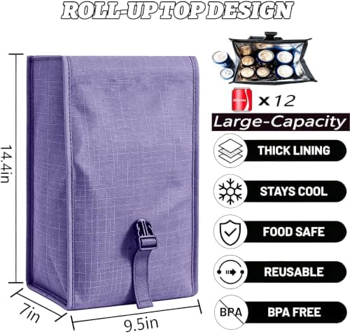 ZM-YOUTOO Insulated Foldable Lunch Bag- Lightweight Portable with Adjustable Shoulder Strap Lunch Box for Men, Women, Office, Work, Picnic, Hiking and Beach (Denim Blue(Hard Fabric))