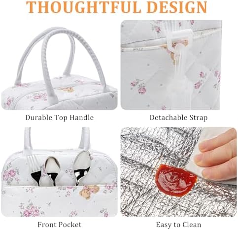 MEXS Lunch Bag for Women Reusable Lunch Box Quilted Puffer Large Capacity Insulated Cooler Tote Bags Work Travel Picnic