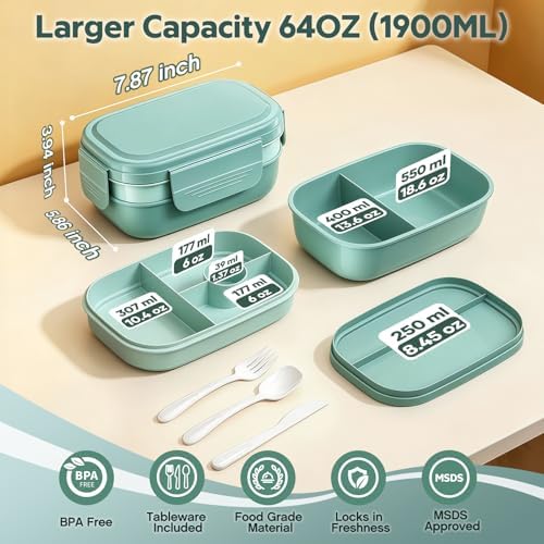 Bento Box Adult with Insulated Lunch Bag - 3 Stackable Leak-Proof Lunch Box