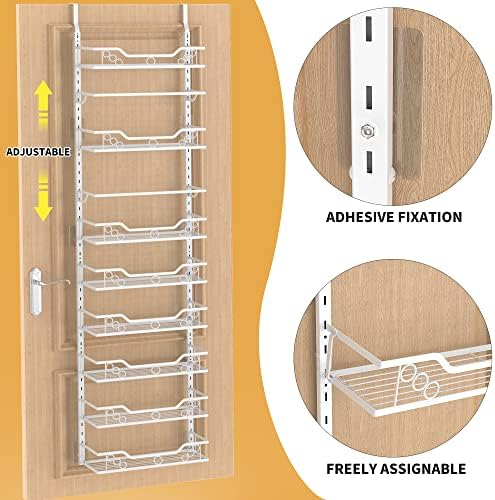 Moforoco 8-Tier Over the Door Pantry Organizers and Storage, Black Hanging Kitchen Basket Organization, Wall mount Spice Rack Behind Cabinet Door Seasoning Shelves, Bathroom Home Bedroom Organizer
