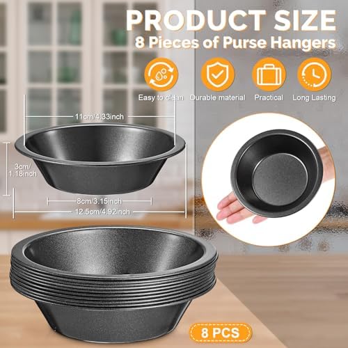 8 Pcs 4 Inch Steel Mini Pie Pans Tins, Black