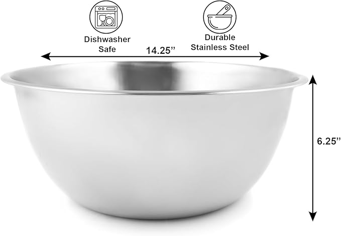 Fox Run Stainless Steel Mixing Bowl, 10.75 Quart Capacity