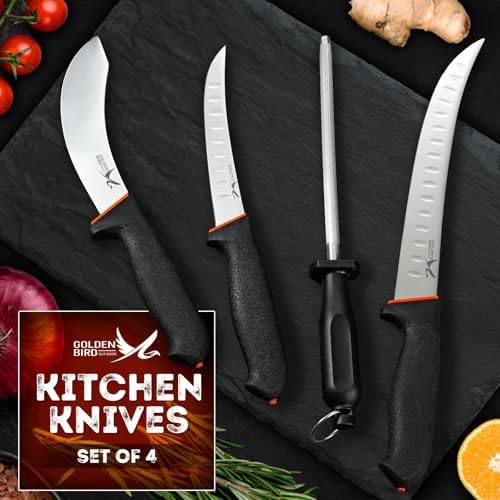 Golden Bird Butcher Knife Set for Meat Cutting, Gifts for Men Women