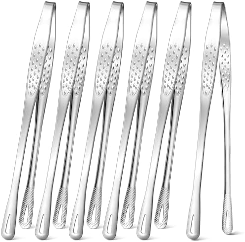 meekoo 6 Pcs Stainless Steel Korean BBQ Grill Tongs
