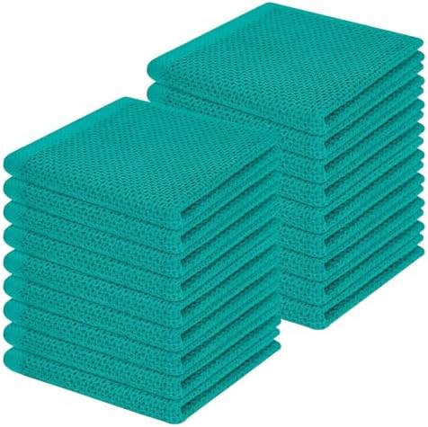 Homaxy 100% Cotton Waffle Weave Kitchen Dish Cloths 18-Pack, Teal