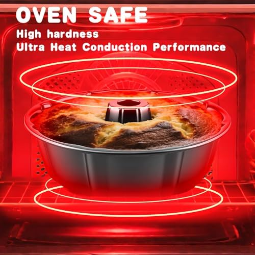 10” Cake Pan, Nonstick Fluted Cake Pan, Buntz Pound Cake Mold,Tube Bakeware,Baking Mold for Jello/Gelatin/Chocoflan, Non Toxic, Easy Clean - Black