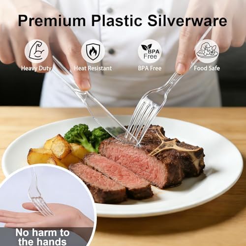 Clawsoff 360 Count Clear Plastic Silverware Set,Disposable Utensils Plastic
