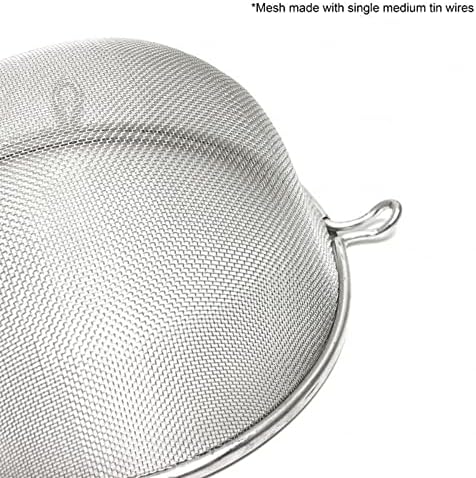 TrueCraftware- 6-Inch Single Medium Tin Mesh Strainer 6-3/4" Handle Length Wooden Handle- Kitchen Utensil Food Strainer Skimmer Spoon for Cooking Sieve Sifters Rice Quinoa Pasta Fruits Vegetable