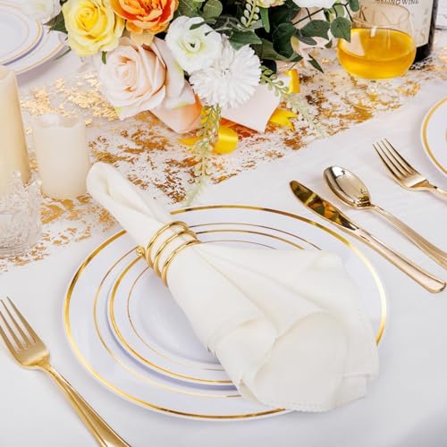 I00000 60 Pcs Gold Plastic Plates, Premium Disposable Gold Plates