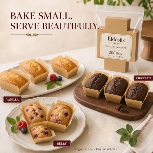 200Pcs Mini Loaf Parchment Liners 3×2 Inch