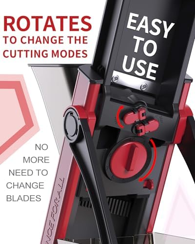 ONCE FOR ALL Safe Mandoline Slicer Plus with Peeler, Bigger Size, Red