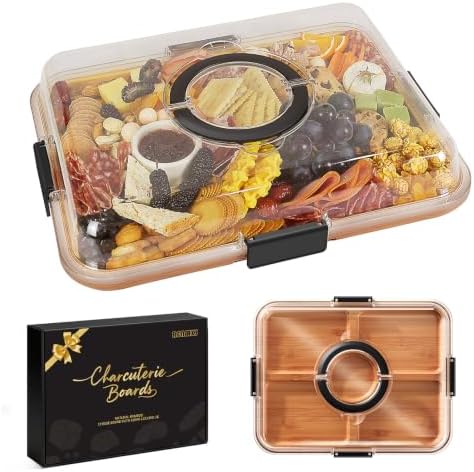 Renmxj Portable Charcuterie Boards with Lid, Cheese, Veggie & Snack Tray