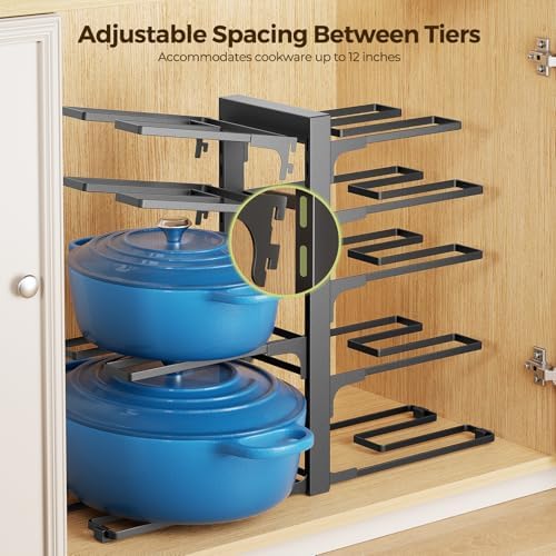 LAMU 8-Tier Heavy Duty Pots and Pans Organizer under Cabinet, 15.8" H