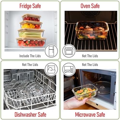 Set of 4 Stackable Space-Saving Nesting Glass Containers