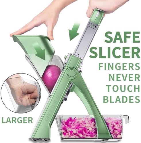 ONCE FOR ALL Safe Mandoline Slicer Plus, Bigger Size, Veggie Slicer, Green