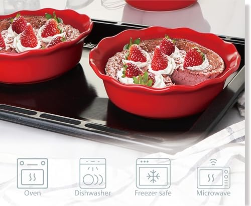 ONEMORE 6.8 Inch Ceramic Pie Pans, 16 oz Deep Dish Pie Pan Set of 4