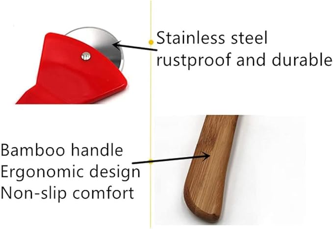 Funny & Cool Axe Pizza Cutter - Unique Men Dad Tool With Steel Сircular Saw, Plastic Cover for Wheel Blade Knife & Bamboo Handle - Cute Kitchen Gadgets Nonstick Stuff Slicer Accessories