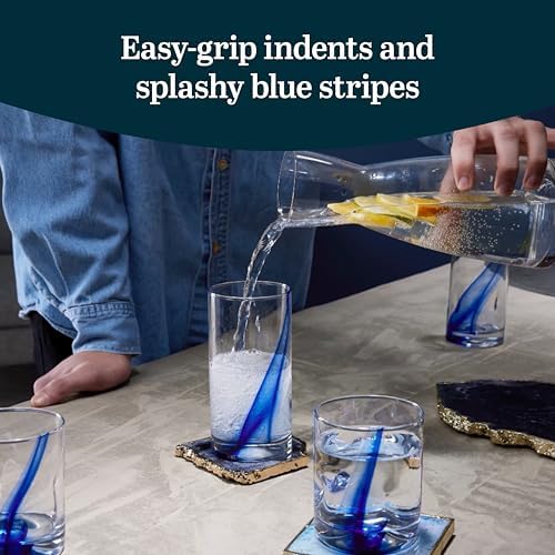 Libbey Blue Ribbon Tumbler & Rocks Drinking Glasses Set of 16, Dimpled Cups