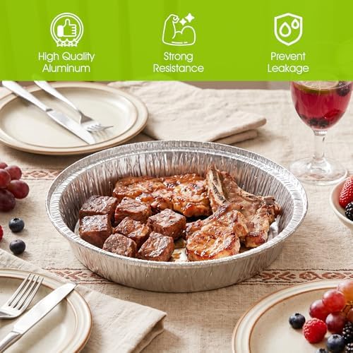 75 Pack 9" Aluminum Foil Pie Tins, Round Aluminum Foil Pie Pans, Tins Disposable Foils Plates Freezer Oven Safe for Baking, Cooking, Quiche, Tarts, Pies, Takeout Spare Essentials