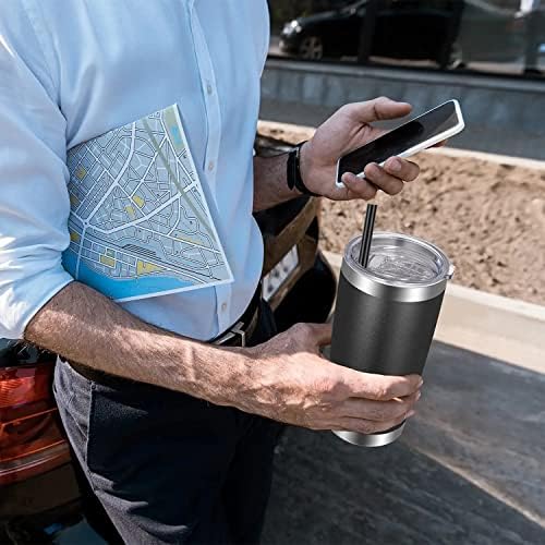 VEGOND 20oz Tumbler with Lid and Straw Stainless Steel Tumbler Cup Vacuum Insulated Double Wall Travel Coffee Mug Powder Coated Coffee Cup, Black, 1 Pack