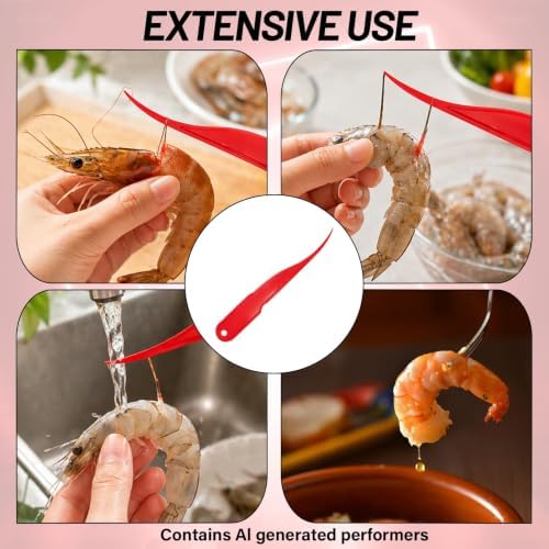 Shrimp Deveining Tool, 1 Pack Red Shrimp Deveiner Peeler, Practical Seafood Kitchen Gadget for Quick Shrimp Shelling & Vein Removal Without Damaging Meat