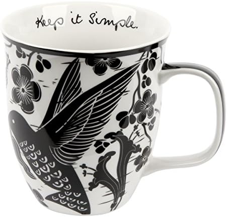 Karma Gifts 14 oz Black and White Boho Mug Hummingbird - Cute Coffee and Tea Mug - Ceramic Coffee Mugs for Women and Men