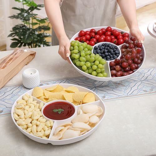 Melamine Chip and Dip Serving platter, 13’’ Serving Tray, Set of 2