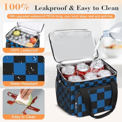 Coobiiya Insulated Lunch Box for Men & Women, Leakproof Lunch Bag Cooler Bag with 4 Pockets,Heavy Duty Lunch Bags Men Cooler Bags for Camping, Travel, Work Kayaking & Beach