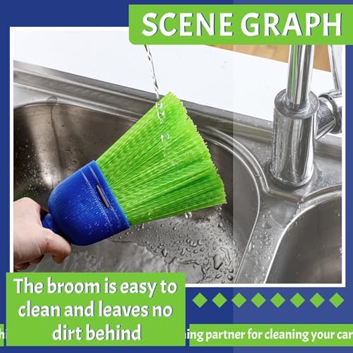 Domensi 1 Pcs Whisk Broom Poly Fiber Hand Brush with Hang Hole Car Cleaning