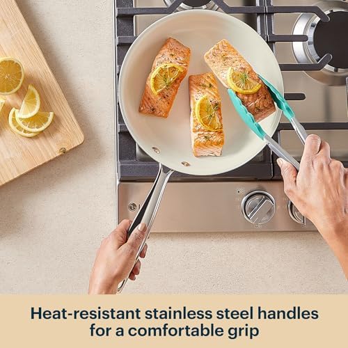 Pyrex 10-Inch Fry Pan Ceramic Cookware with Stainless Steel Handles