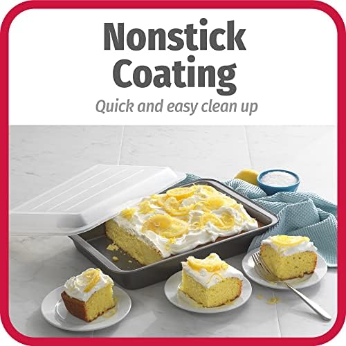 GoodCook Set of 2 Nonstick Steel 13" x 9" Cake Baking Pans with Covers,Gray,(Pack of 6)