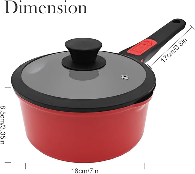 2 Qt Saucepan with Lid, Non Stick Sauce Pan with Lid, Milk Pot & Sauce Pot & Small Saucepan with Pour Spout, Detachable Handle Milk Pan, Mini Cooking Pot Induction Compatible, Oven Safe
