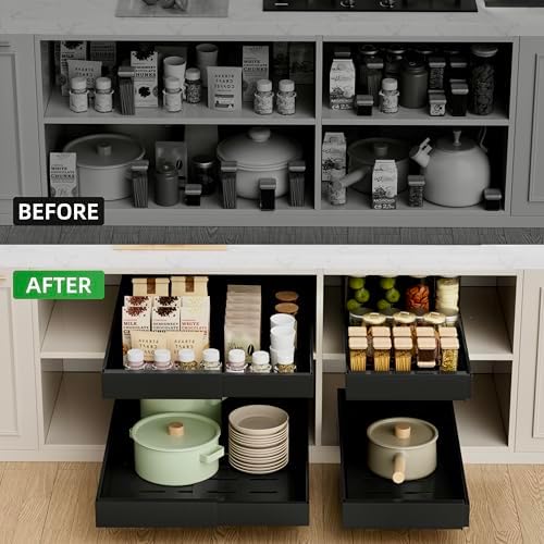 PAKETA 4 Pack Expandable Pull Out Cabinet Organizer,21" Deep