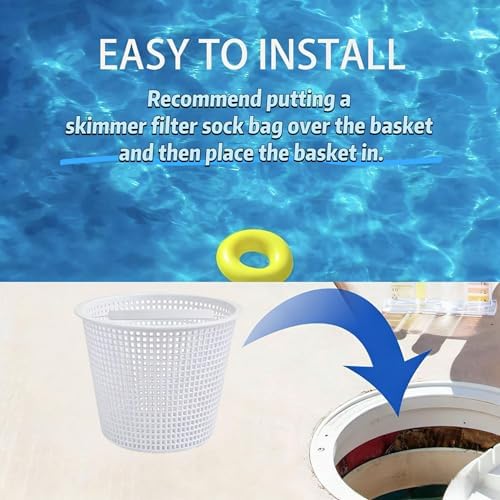 2Pack Pool Skimmer Basket for Inground Pool, 8" Top with Handle