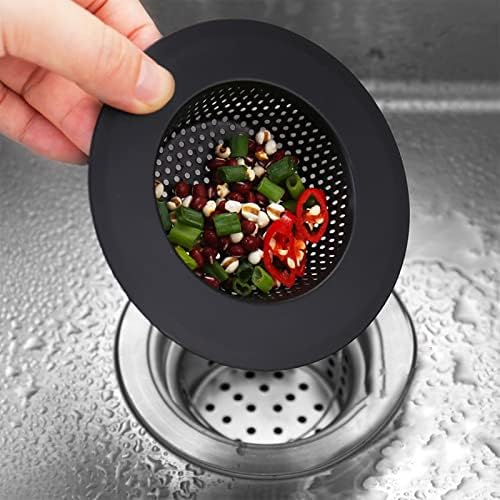 2 Pcs Black Stainless Steel Mesh Sink Drain Strainer, 4.5" Top / 3" Kitchen Filter Trap Basket, Large Food Catch for Bathroom Bathtub Wash Basin Floor Drain Balcony RV Drain Hole Electroplated Coatin