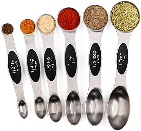 Magnetic Measuring Spoons Set of 6 Stainless Steel Dual Sided Teaspoon