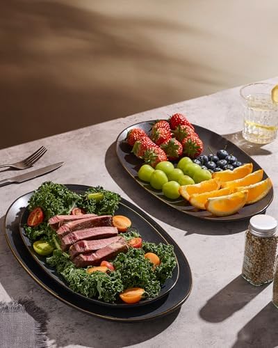 famiware Serving Platters Set of 3 Sizes - Oval, Matte Dark Charcoal