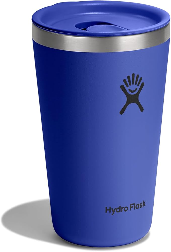Hydro Flask All Around Tumbler Press-In Lid, Insulated Travel Mug, Stainless Steel Coffee Cup 16 Oz Capri Blue